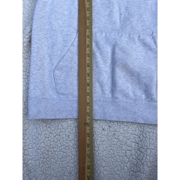 Men's Nike Heather Gray Black Swoosh Logo Pullover Hoodie Sweatshirt Sz M 90's - Picture 9 of 13